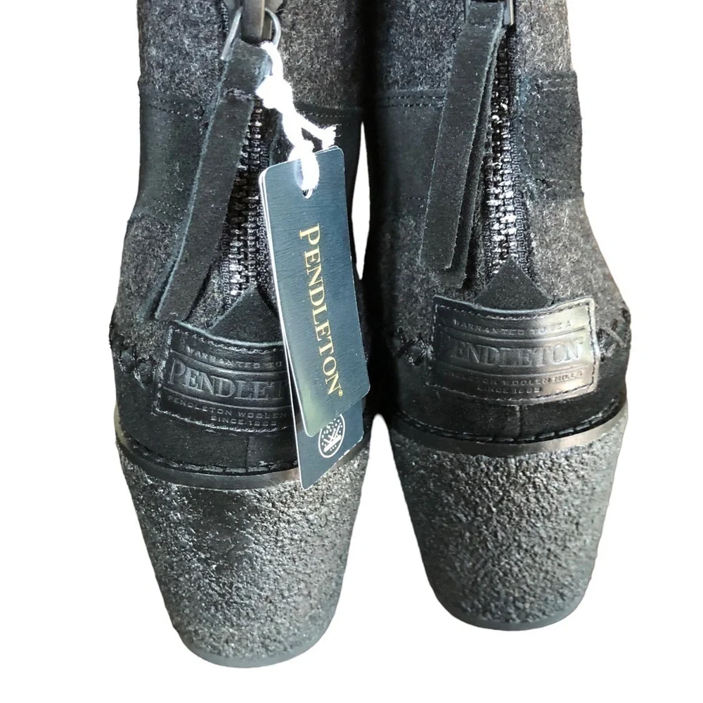 Pendleton Arago Wedge Water Resistant Wool Leather Boot Black 8.5